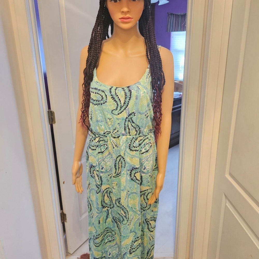 Kiwi Light Aqua Paisley Maxi Dress - Sleeveless Summer Dress